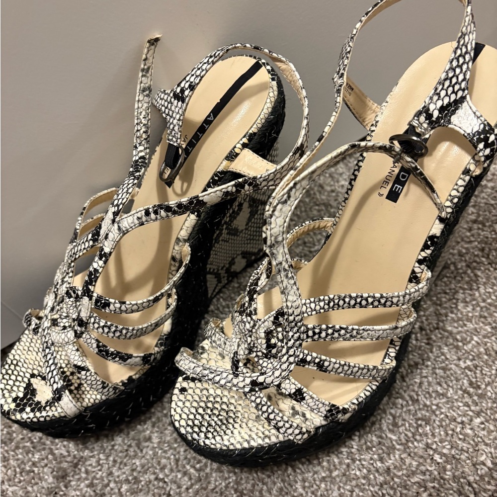 Aldo Black and White Strappy Sandals